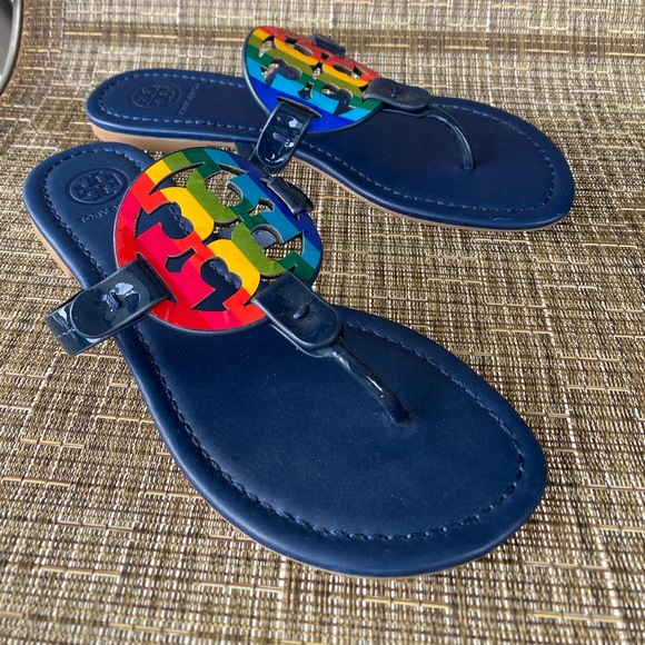 Tory Burch Miller Leather rainbow Sandals size 6 - Picture 4 of 9